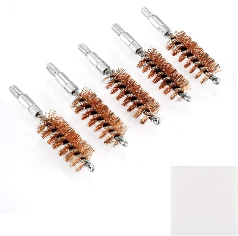 BOOSTEADY 5 Pcs Phosphor Bristle Bronze Bore Gun Cleaning Brush for Pistol Shotgun with 50 Professional Square Patches Multi-Caliber - Image 1